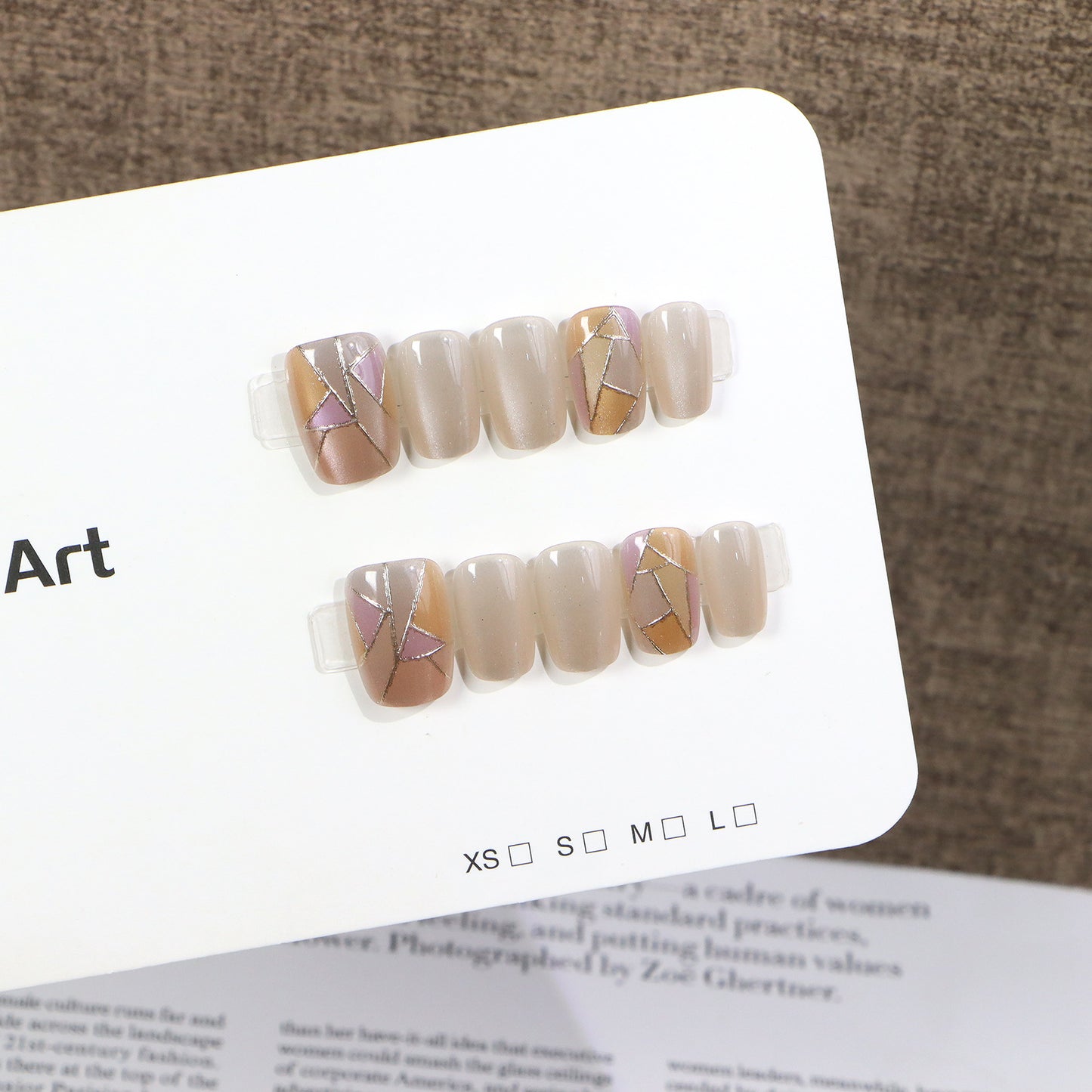Geometric Pattern Press-On Nail Set Acalora
