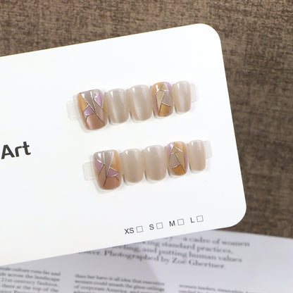 Geometric Pattern Press-On Nail Set Acalora