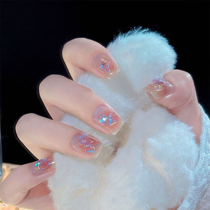 Nail set with sparkling 3D applications and romantic elements Acalora