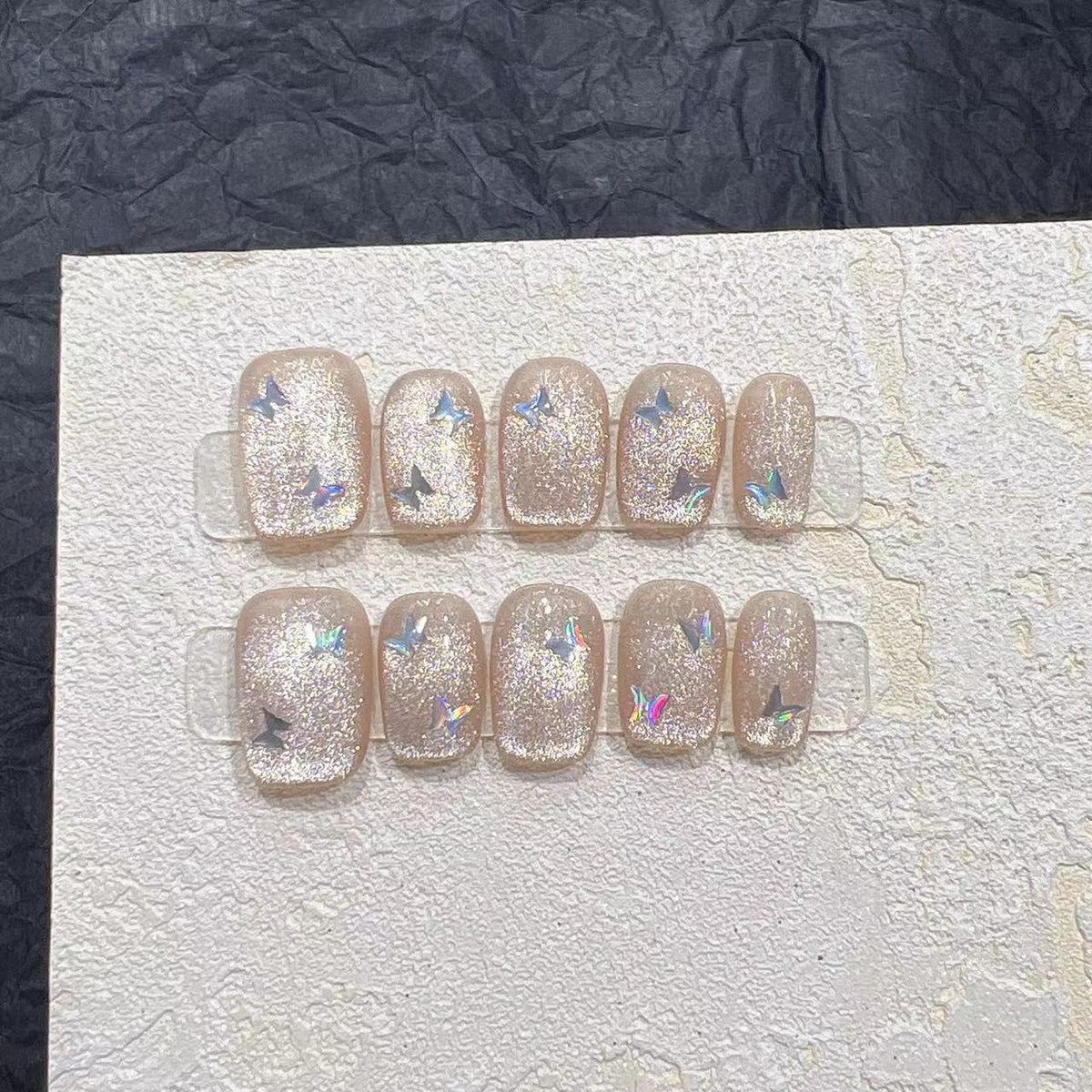Glittering Press-On Nail Set with Star Accents Acalora