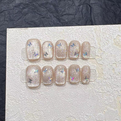 Glittering Press-On Nail Set with Star Accents Acalora