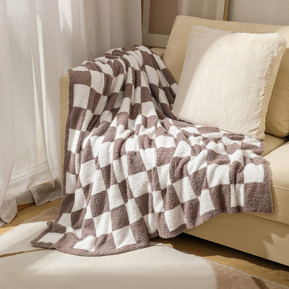 Soft Plush Checkerboard Throw Blanket