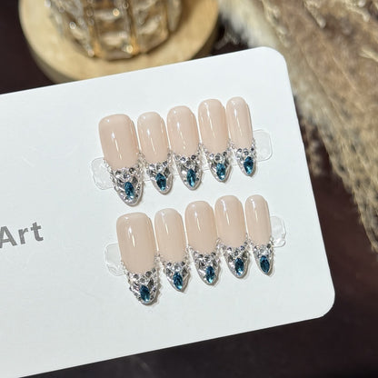 Elegant Rhinestone-Accent Press-On Nail Set Acalora