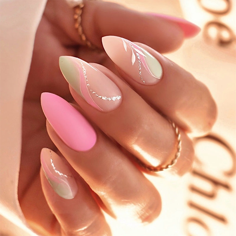 Premium Artistic Press-On Nail Set with Elegant Floral Designs Acalora