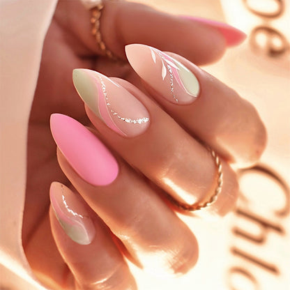 Premium Artistic Press-On Nail Set with Elegant Floral Designs Acalora