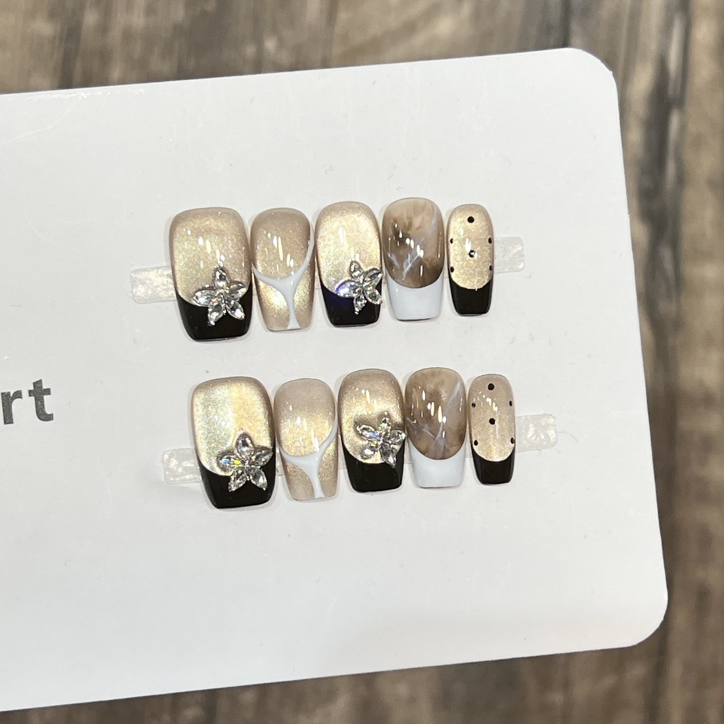 Elegant Press-On Nail Art Set with Floral Embellishments Acalora