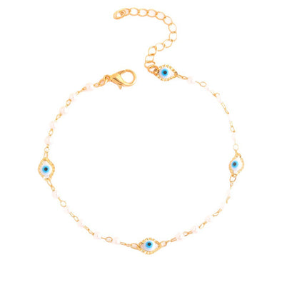 Elegant Pearl and Eye Charm Necklace Acalora