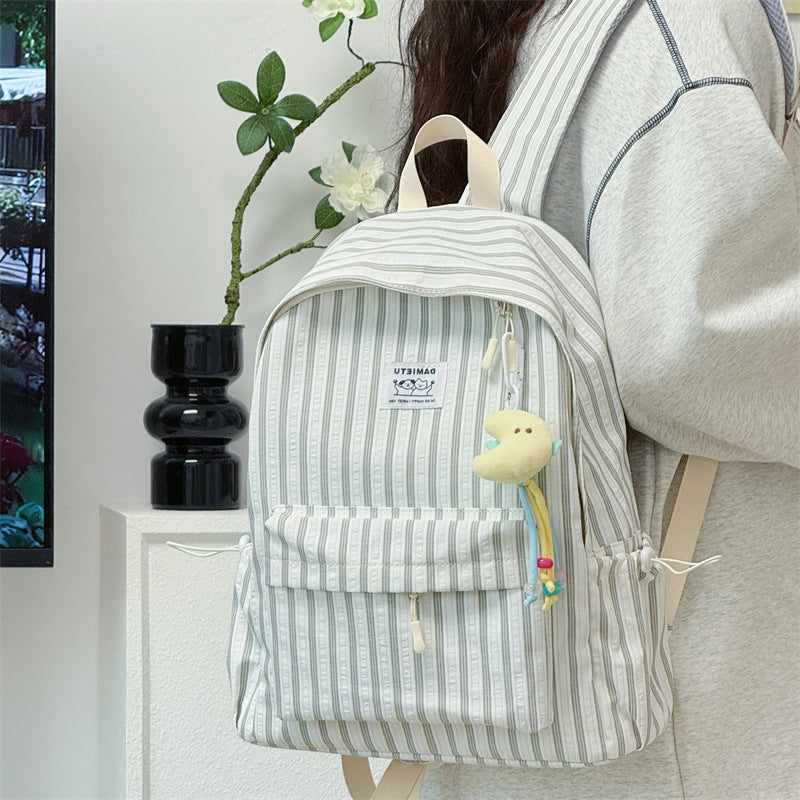 Striped Casual Backpack Bowlift