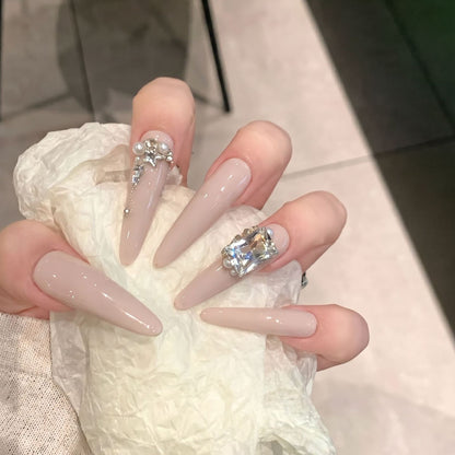 Rhinestone-Embellished Stiletto Nail Art Set Acalora