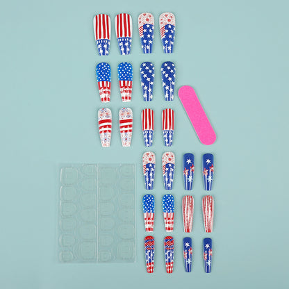 Creative Nail Art Artificial Nails in Patriotic Design Acalora