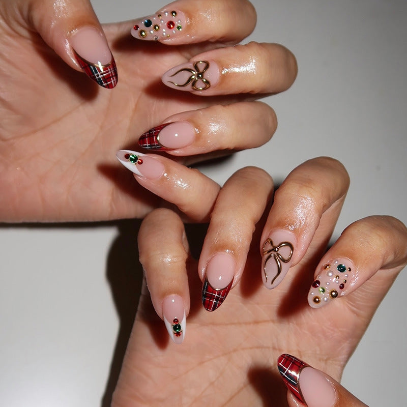 Artificial nail set with festive design and sparkling accents Acalora