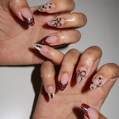 Artificial nail set with festive design and sparkling accents Acalora