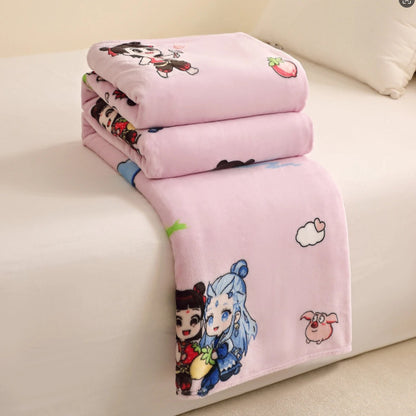 Cartoon-Themed Soft Fleece Throw