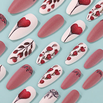 Artificial Nail Set with Romantic Heart Design Acalora