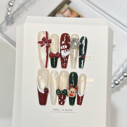 Snowflake-Inspired Glitter Press-On Nail Set Acalora