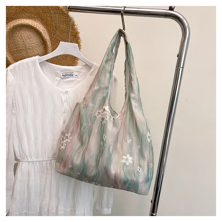 Elegant Floral Printed Shoulder Tote Bag Acalora