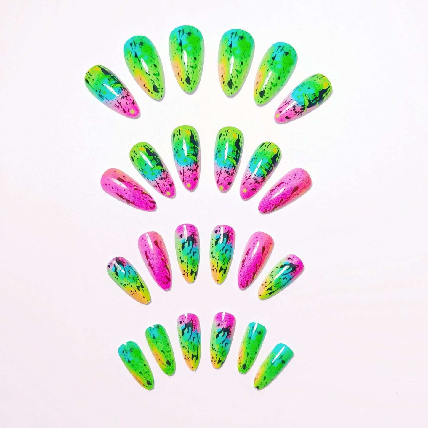 Artistic Neon Splash Nail Art Acalora