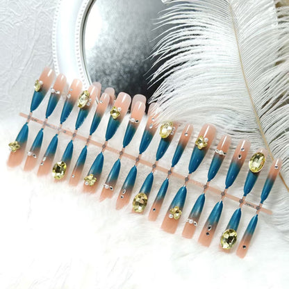 Artificial nails with glamorous stone applications Acalora