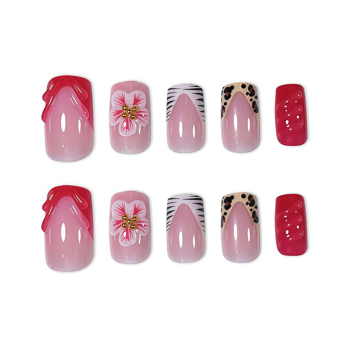 Decorative Press-On Nail Art with Floral Designs Acalora