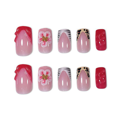 Decorative Press-On Nail Art with Floral Designs Acalora