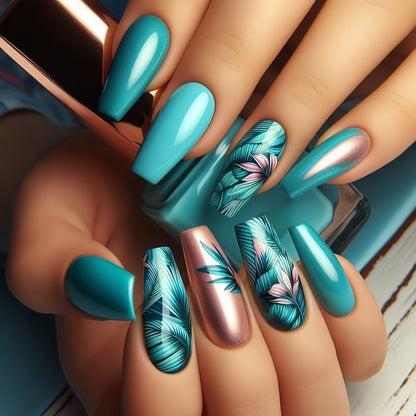 Artificial nails in exotic palm design Acalora