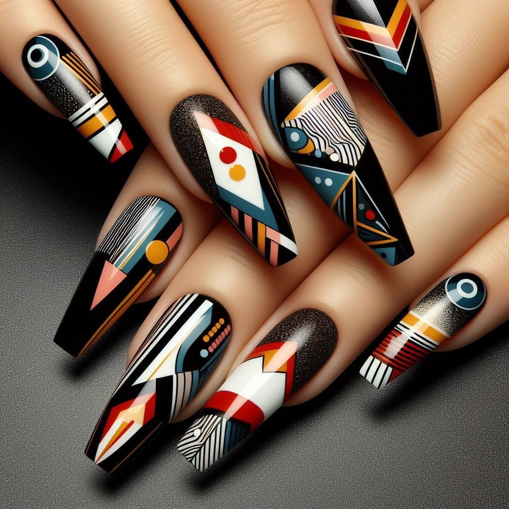 Artificial nails with creative tribal design Acalora