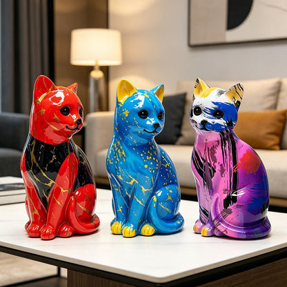 Artistic cat figurine in vibrant design Acalora
