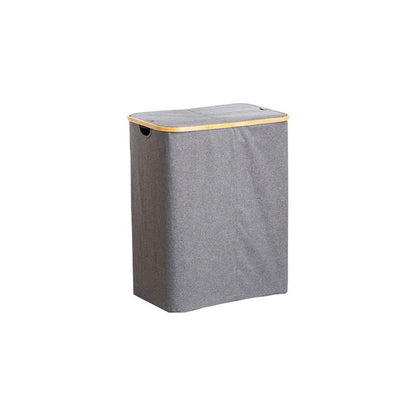 Storage basket with lid made of fabric and bamboo Acalora