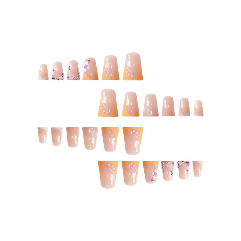 Floral Rhinestone Press-On Nails Acalora