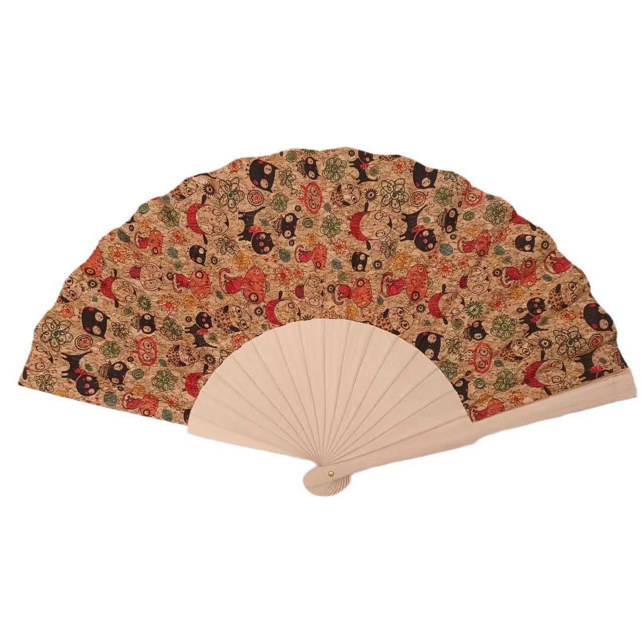 Ladies handcrafted fan made of cork and wood Bowlift