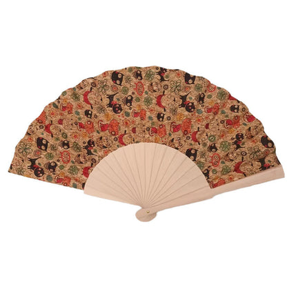 Ladies handcrafted fan made of cork and wood Bowlift