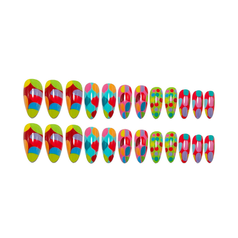 Artificial nails with colorful dot and color play Acalora