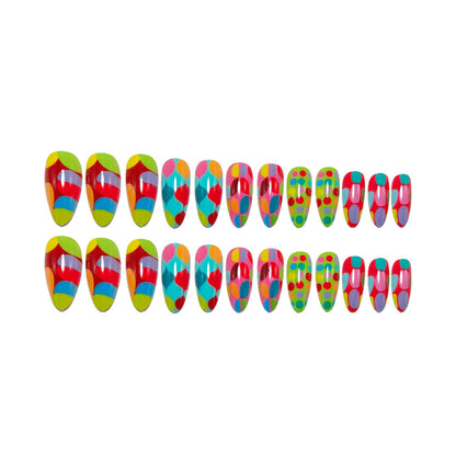 Artificial nails with colorful dot and color play Acalora