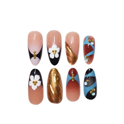 Artistic 3D Floral Press-On Nail Design Acalora