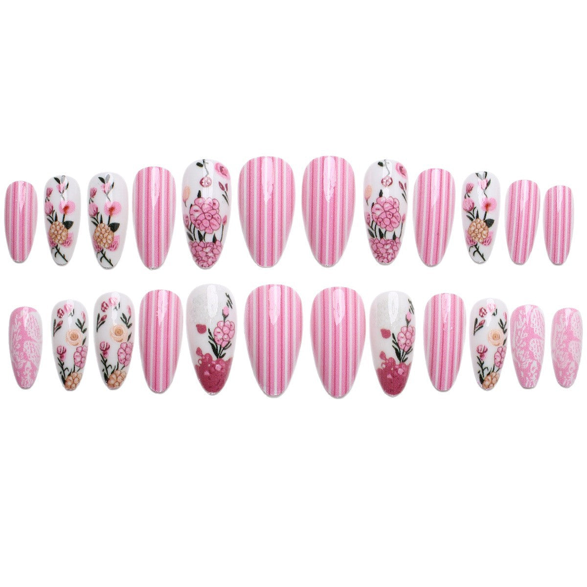 Artificial nail set with floral 3D decorations Acalora