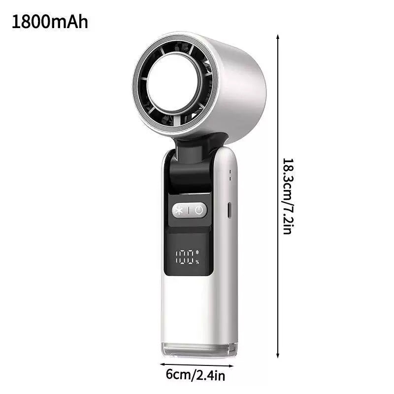Unisex One Size rechargeable portable bladeless-style mini fan with folding head LED status indicator and high-capacity battery Kalsten