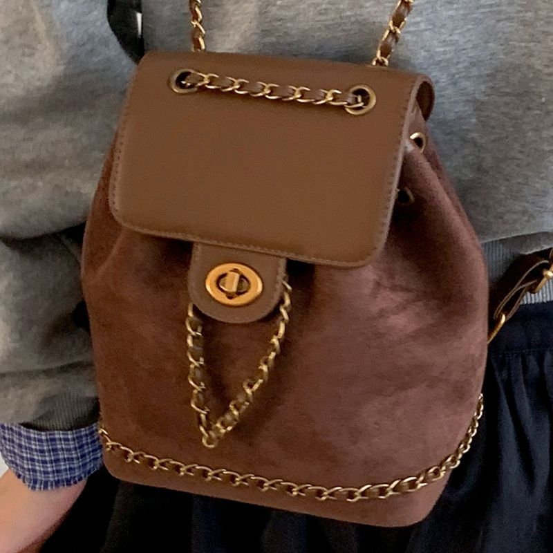 Stylish Suede Drawstring Backpack Acalora