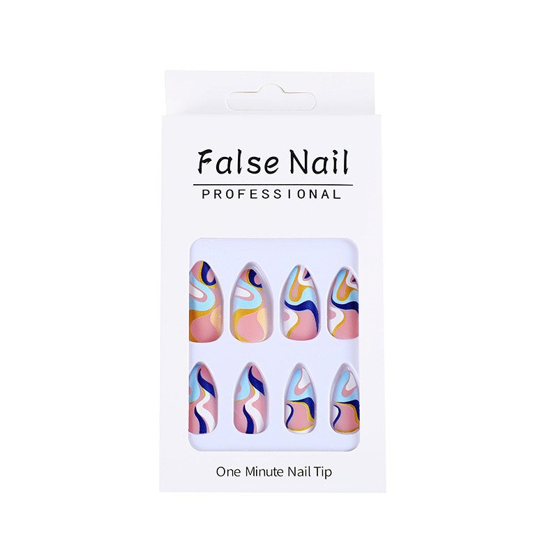 Artificial nails with modern wave-shaped design Acalora