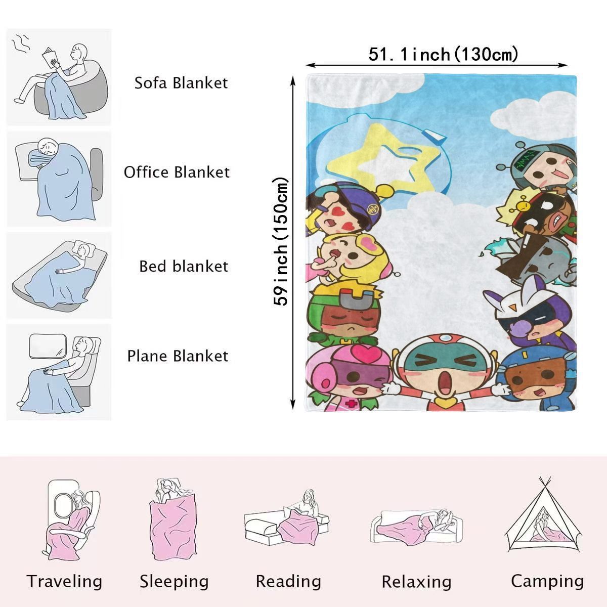 Cartoon-Themed Plush Blanket