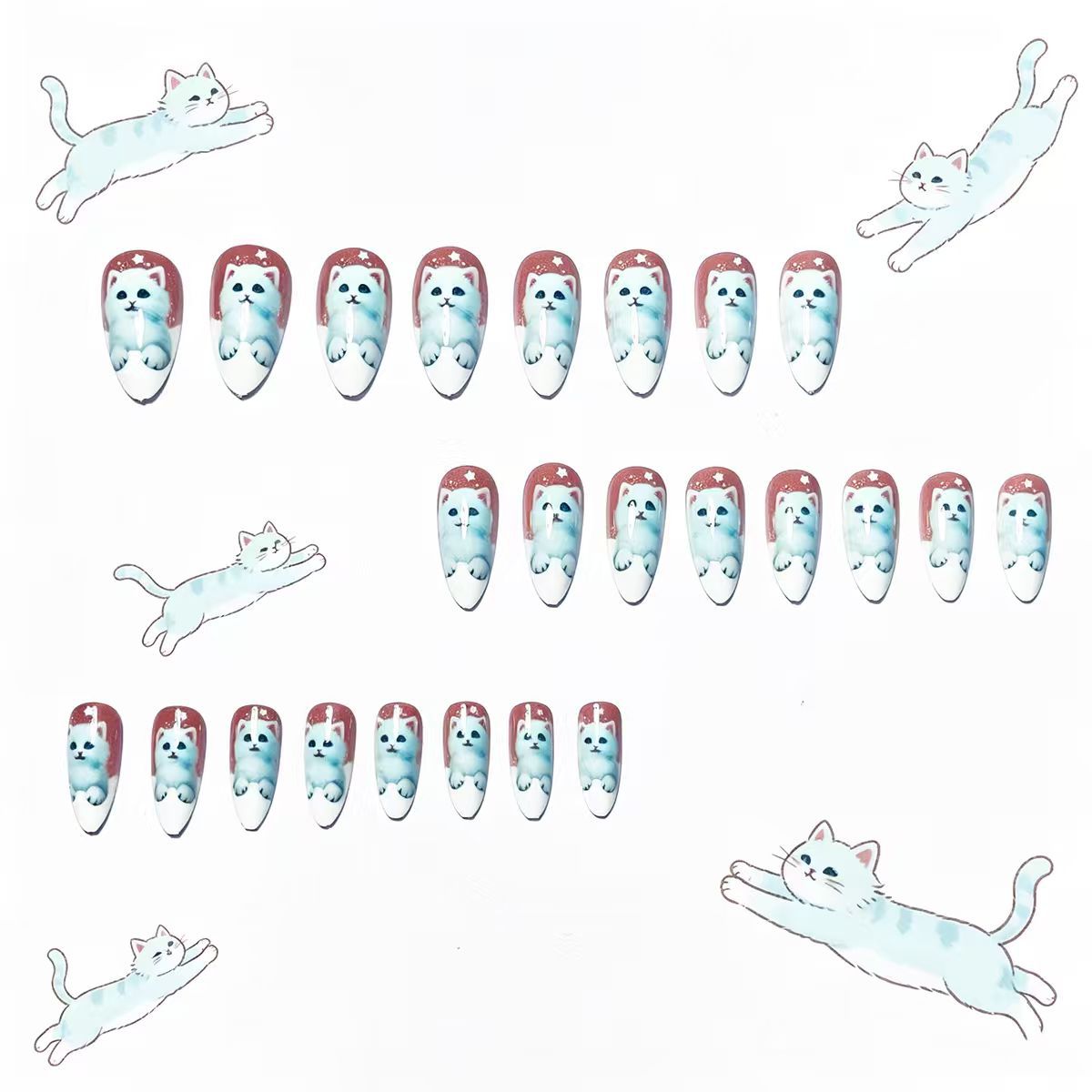 Playful Cat-Themed Nail Art Acalora