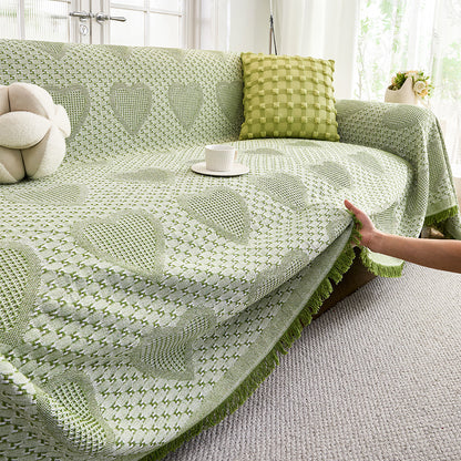 Cozy Heart Pattern Sofa Throw Blanket