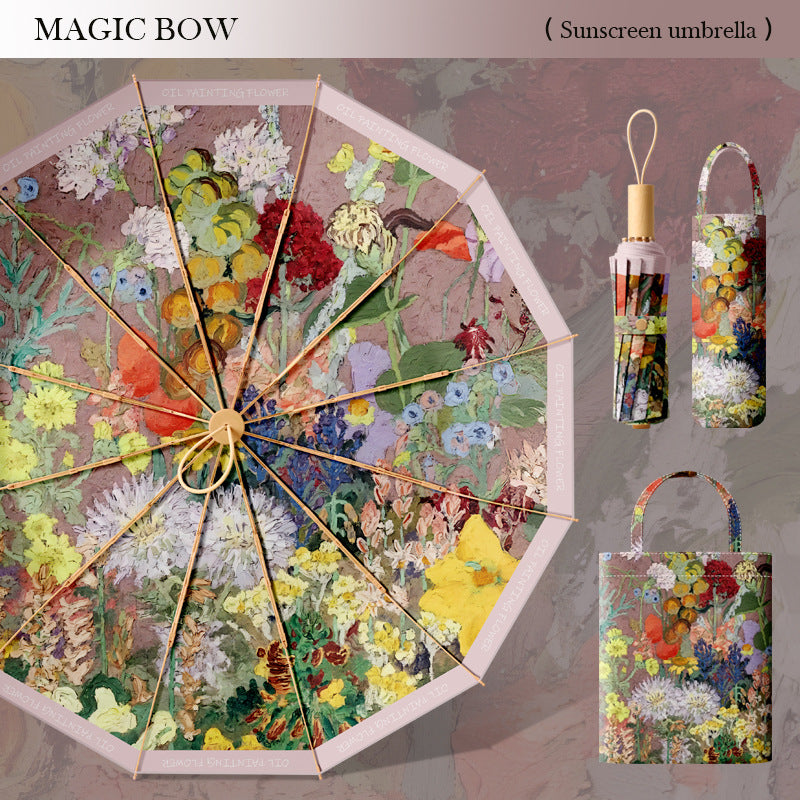 Ladies sun protection umbrella in floral design Bowlift