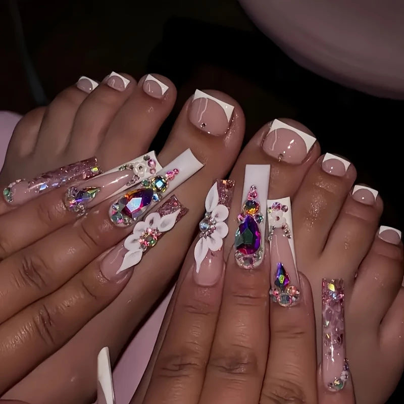 Artistic Floral Press-On Nail Art Acalora
