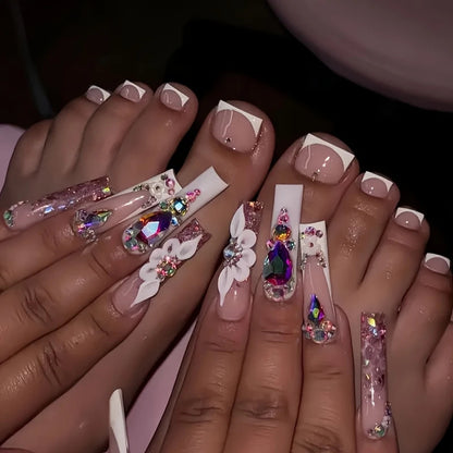 Artistic Floral Press-On Nail Art Acalora