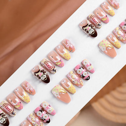 Artistic Chocolate-Inspired Press-On Nail Set Acalora
