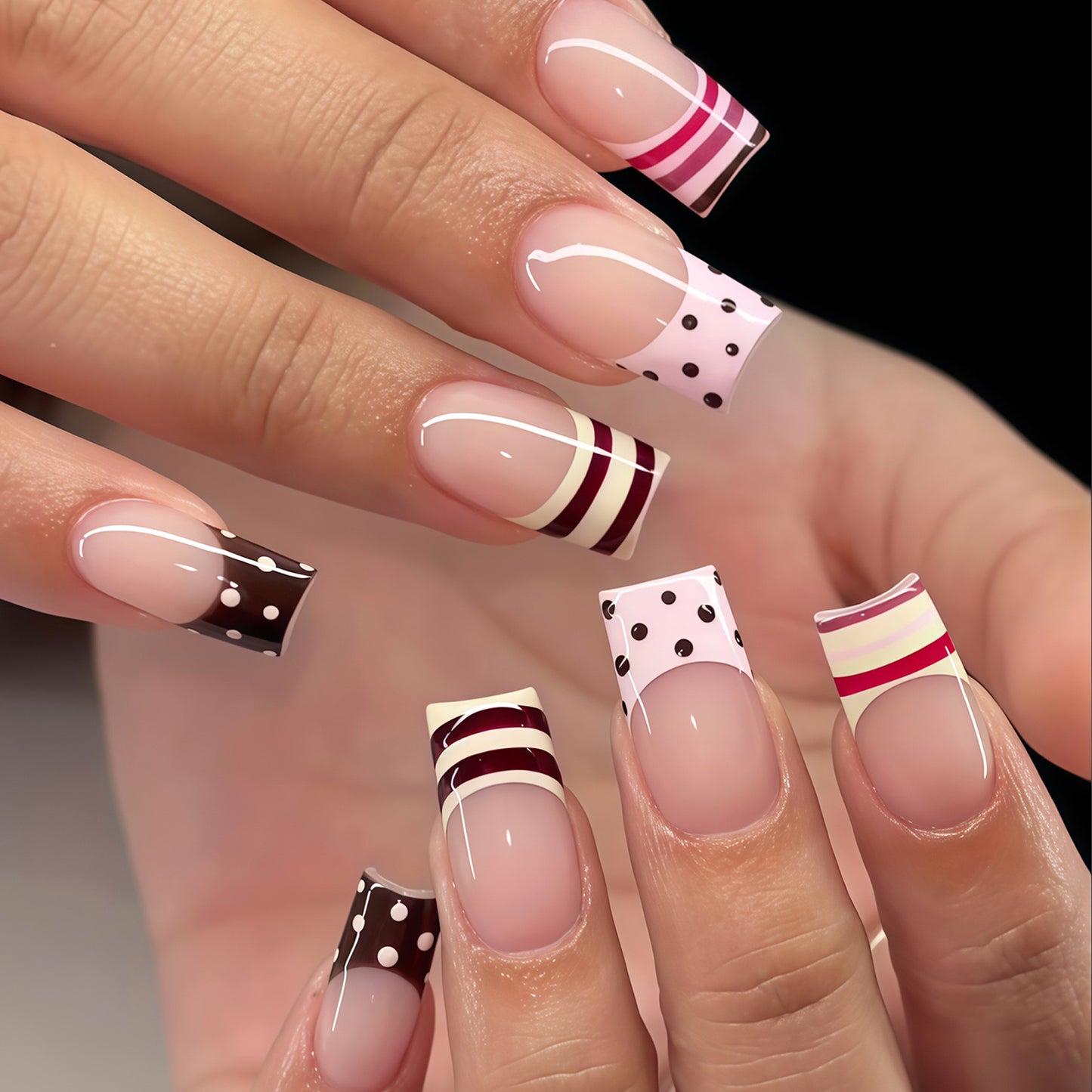 Decorative Long Press-On Nail Art Tips Acalora