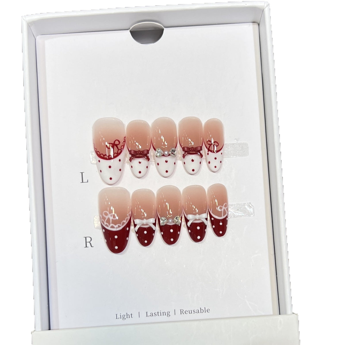 Elegant Reusable Press-On Nails with Artistic Details Acalora