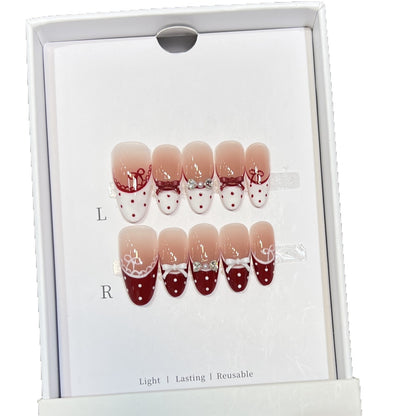 Elegant Reusable Press-On Nails with Artistic Details Acalora