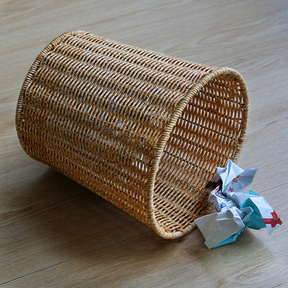 Handwoven Round Wicker Waste Basket Bowlift