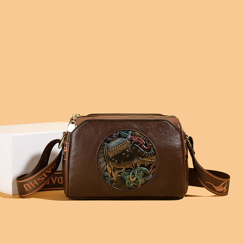 Vintage-Inspired Leather Crossbody Bag Acalora